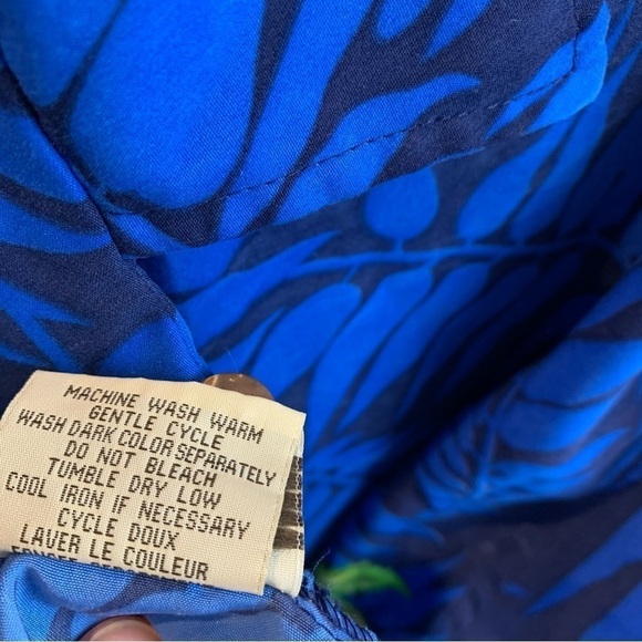 Vintage Maui Maui Hawaii Blue Beer Tropical Palm Short Sleeve Camp Shirt Men's M - Picture 8 of 8